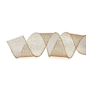 Fita de Natal Tela Ouro 3,8cm (Fita para Presente) - 1 Un