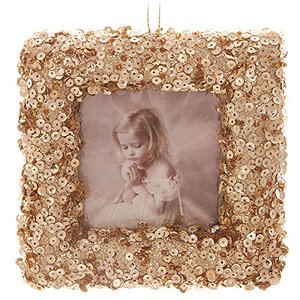 Porta Retrato Quadrado Lantejoulas Ouro