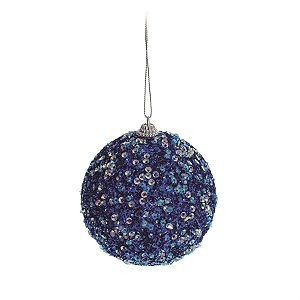 Bola com Paetê Azul Escuro 8 cm (Bolas) - 6 Peças