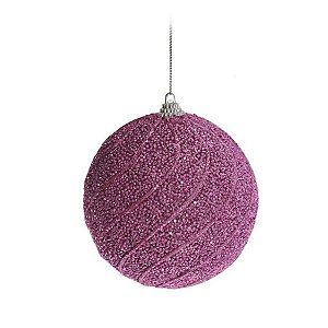 Bola com Pedras Rosa 8 cm (Bolas) - 6 Peças