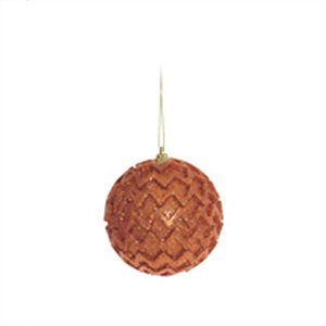 Bola Glitter Ornamentada Cobre 10 cm (Bolas) - 6 Peças