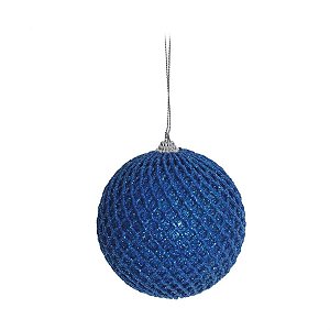 Bola Glitter Quadriculada Azul Claro 8 cm (Bolas) - 6 Peças