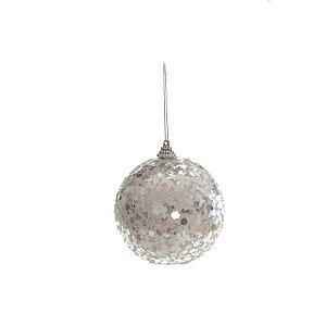 Bola com Paetê Branca 10 cm (Bolas) - 6 Peças