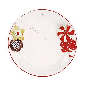 Prato Redondo Bolo Pirulito Vermelho e Branca (Candy Cane) - 2 Un