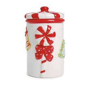Pote com Doce Branco e Vermelho (Candy Cane) - 2 Un