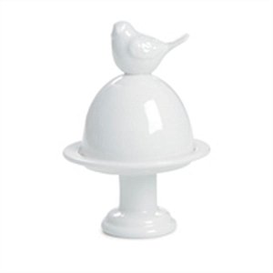 Potes Tentação - Porta Doces com Cúpula com Pássaro Branco - 4Un