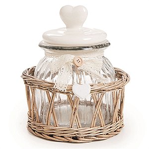 Copa - Cesto de Vime com Um Pote de Vidro