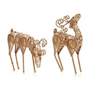 Rena de Natal Abaixada e Rena de Natal Cabeça em Pé Natural 40cm - 2 Un