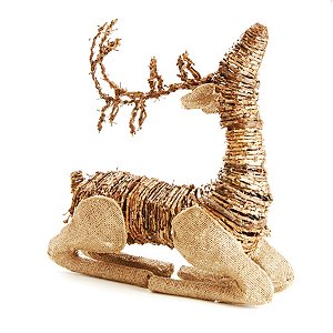 Rena de Natal Decorativa Sentada Natural 45cm