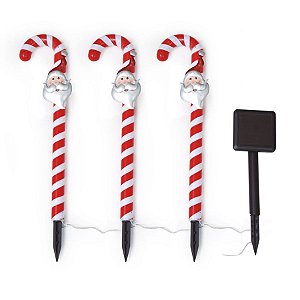 Pick Candy Noel com Led Solar (Picks para O Jardim)