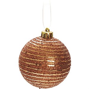 Bola de Natal com Listras e Glitter Ouro 8cm - 6 Un