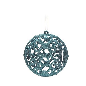 Bola Vazada com Arabesco Azul Claro 10 cm