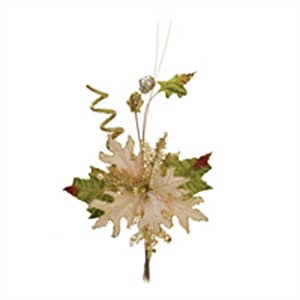 Flor Glitter Nude e Ouro (Flores Cabo Médio) - 12 Un