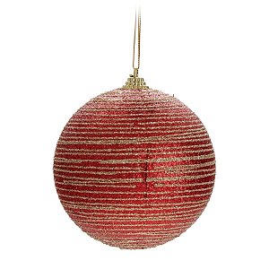 Bola Espiral e Glitter Vermelho e Ouro 12 cm (Bolas) - 2 Peças