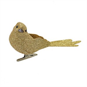 Pássaro com Glitter Ouro - 3 Un