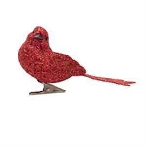 Pássaro com Glitter Vermelho - 3 Un
