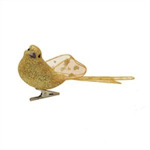 Pássaro com Glitter Ouro - 3 Un