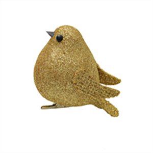 Pássaro com Glitter Ouro - 3 Un