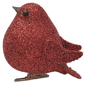 Pássaro com Glitter Vermelho - 3 Un