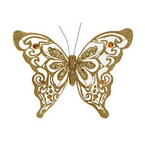 Borboletas - com Glitter Ouro - JG com 6 un