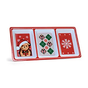 Melamina - Petisqueira Urso Vermelho e Branco - Verde - 12 un