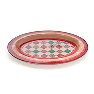 Melamina - Prato Oval Vermelho e Branco - Verde - 6 Un