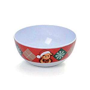 Melamina - Tigela Urso Vermelho e Branco - Verde - 6 Un