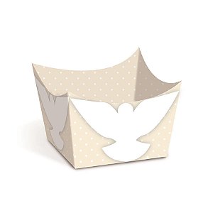 Batismo - Forminha para Doce Cachepô Bege 24 Un