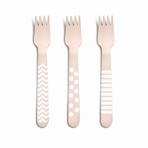 Talheres Decorativos Madeira Garfo Branco com - 8 Un