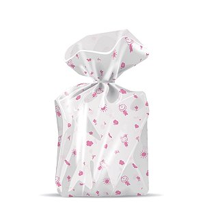 Saquinho Transparente Infantil Rosa 10x15cm - 100 Un