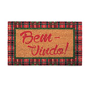 Capachos Natalinos - Bem Vindo Borda Xadrez Vermelho e Verde - 01 unidade