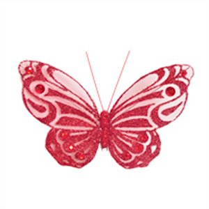 Clip Borboleta Organza Vermelho 7cm - 6 Un