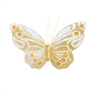 Borboleta Organza Ouro 7cm - Jogo com 6 Un