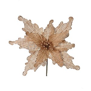Poinsettia com Glitter Marrom (Flores Cabo Curto)