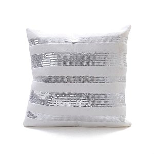 Almofada Listras Branco e Prata