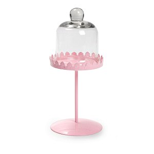 Cake - Solitário para Cupcake com Cúpula Rosa - Pacote com 1 un