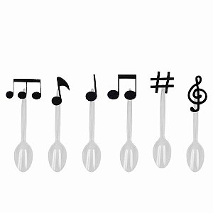 Colher para Sobremesa com Aplique Notas Musicais - 06 Un