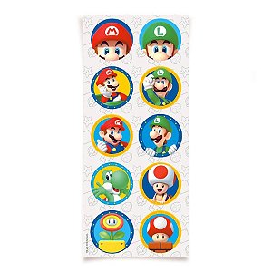 Super Mario Bros - Adesivo Redondo - 30 Un