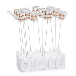 Palitos - Regador/Balde Branco Ouro (25cm) - 1 Un