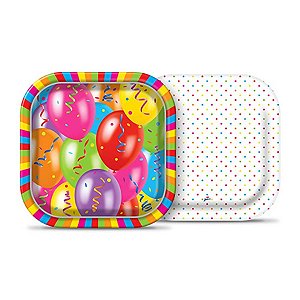 Prato Descartável Balões - 08 Un