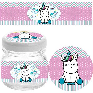 Festa Unicórnio - Kit Adesivo Especial para 10 Potinhos - Magia do Unicórnio