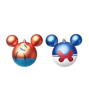 Natal Disney - Bola Pateta e Pato Donald Lar / Aze 10cm - 2 Peças