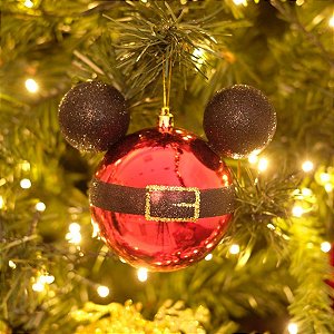 Natal Disney - Bola Roupa Mickey Vermelho 10cm - 2 Un