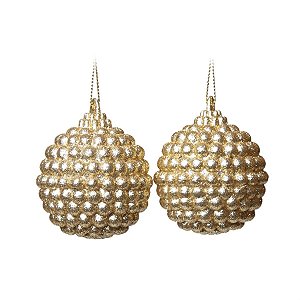 Bola de Natal para Pendurar Bubble Ouro (Xmas Spirit) - 2 Peças