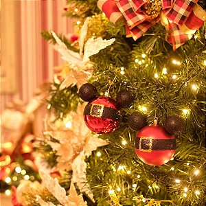 Natal Disney - Bola Roupa Mickey Vermelho 8cm - 4 Un