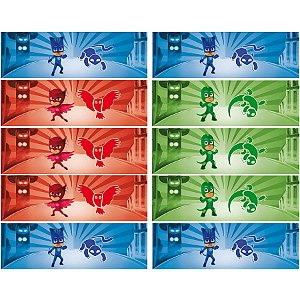 Festa PJ Masks - Adesivo Especial Retangular PJ Masks - 20 Un