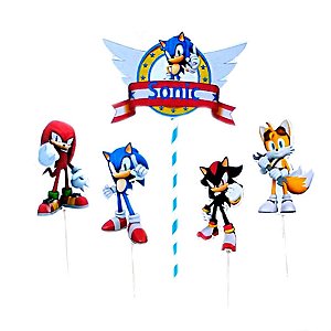 Festa Sonic - Enfeite para Topo de Bolo Sonic - 03 Un