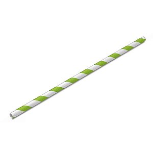Canudo de Papel Listrado Verde Limão - 20 unidades
