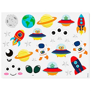 Festa Astronauta - Tatuagem para Pele 04 Cartelas