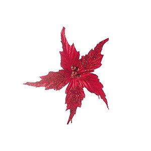 Poinsettia de Veludo Vermelho - 1 Un